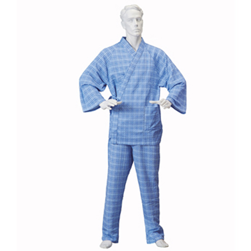 紳士パジャマ型ねまきニットキルト秋冬用 日本製 < 綿キルトねまき